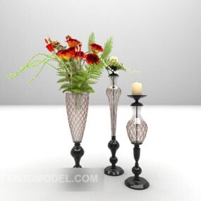 Δημιουργικό βάζο λουλουδιών σετ επίπλων τρισδιάστατο μοντέλο