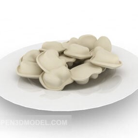 圆盘上的水晶饺子食品3d模型