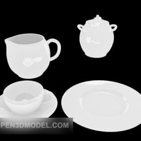 Cup And Dish Spoon Set 3d model