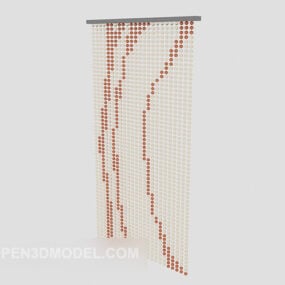 Curtain White Color With Pattern 3d model