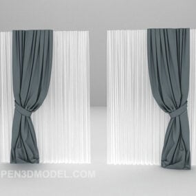 窗帘灰白色两层3d模型