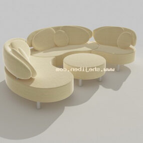 Canapé de salon multijoueur incurvé modèle 3D