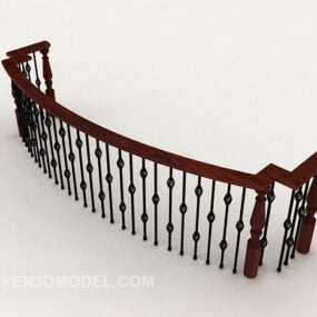 Curved Solid Wood Railing 3d model