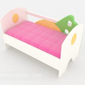Roztomilá dětská postel v růžové barvě 3D model