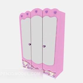Růžový šatní dětský pokoj 3D model