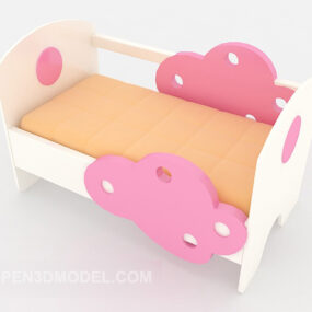 Model 3d Tempat Tidur Anak Merah Muda yang Lucu