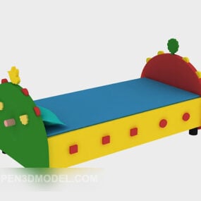 Cute Solid Wood Children’s Bed 3d model