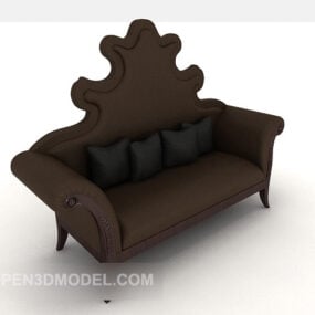 Dark European Home Double Sofa Furniture 3d model