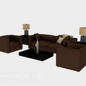 Canapé combiné d'affaires marron foncé modèle 3D