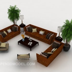 Accueil Ensembles de canapés marron foncé modèle 3D
