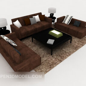 Dark Brown Home Combination Sofa 3d model