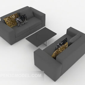 डार्क ग्रे होम कॉम्बिनेशन सोफा 3डी मॉडल