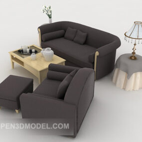 Sofá combinado simple para el hogar gris oscuro modelo 3d