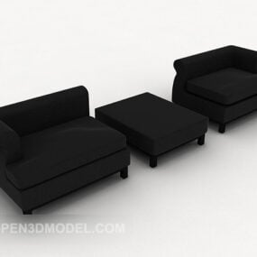 דגם תלת מימד ספה מרובה משתתפים בצבע אפור כהה