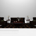 Set completo di grandi divani in pelle scura