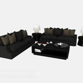 نموذج أريكة مجموعة الخط الداكن ثلاثي الأبعاد