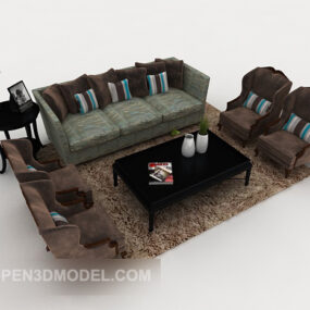 Sofa Kombinasi Rumah Garis Gelap model 3d