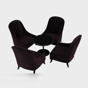 Dark Purple Table And Chair 3d model