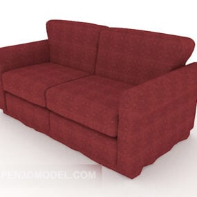 Model 3d Sofa Berganda Fabrik Merah Gelap