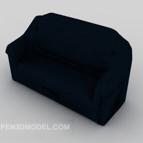 3д модель темного кожаного простого двуспального дивана