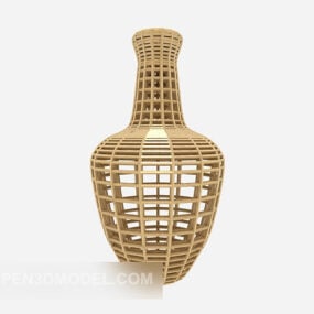 Vase en rotin artisanal décoratif modèle 3D