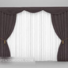 Decorative Curtains Brown White Fabric