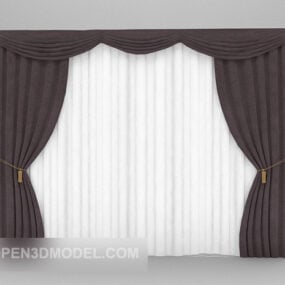 Decorative Curtains Brown White Fabric 3d model