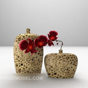 Decorative Carving Vase Flower Potted 3d model