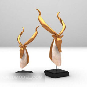 Modello 3d di corna di animali dorati decorativi