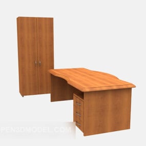 Mahogany Desk Wardrobe Combination 3d model