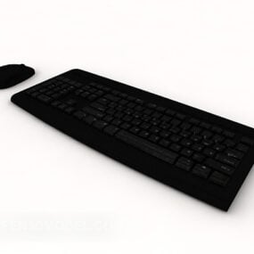 桌面键盘鼠标黑漆3d模型