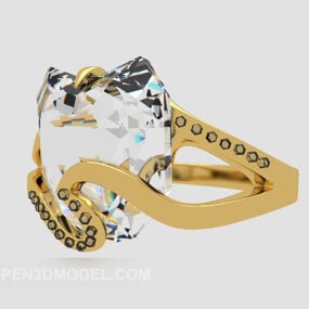 Anello in oro con diamanti modello 3d