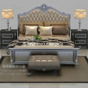 3д модель двуспальной кровати в классическом европейском стиле