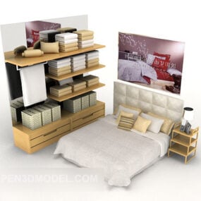 Double Bed Booth 3d model