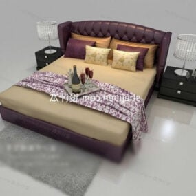 Double Bed Vintage Pattern 3d model
