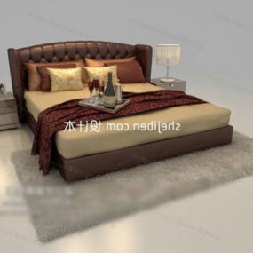 Double Bed With Lighting 3d model