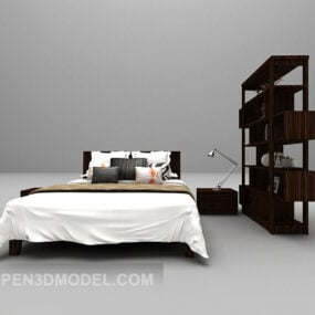Double Bed Large Full With Shelf 3d model