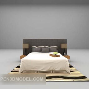 مدل سه بعدی تخت دو نفره هتلی به سبک مدرن