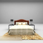 Домашняя двуспальная кровать с ковром