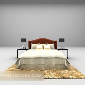 Home Double Bed With Carpet 3d model