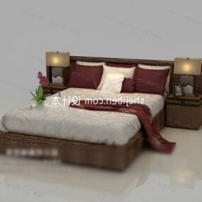 Double Bed With Nightstand 3d model