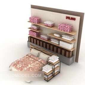 3д модель двуспальной кровати. Шоу-образец мебели.