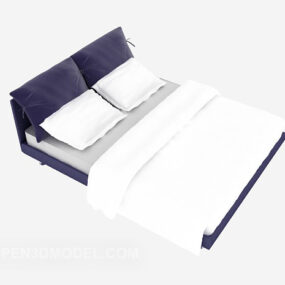 Double Bed White Blanket 3d model