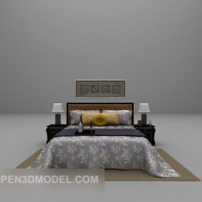 Podwójne łóżko z dużymi pełnymi zestawami Model 3D