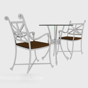 Double Casual Table Chair Set 3d model