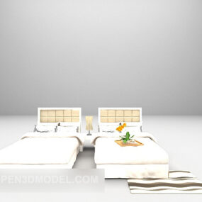 3D model Double Twin Single Bed
