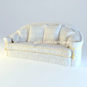 Double Sofa White Leather 3d model