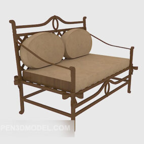 Double Sofa Solid Wood Vintage 3d model