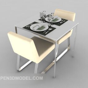 Double Chair Dinning Table 3d model