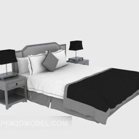 Dubbel houten bed 3D-model in Europese stijl